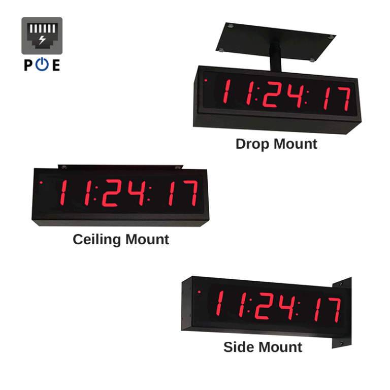 NTP PoE and WiFi Clocks/Timers poe double sided network clocks