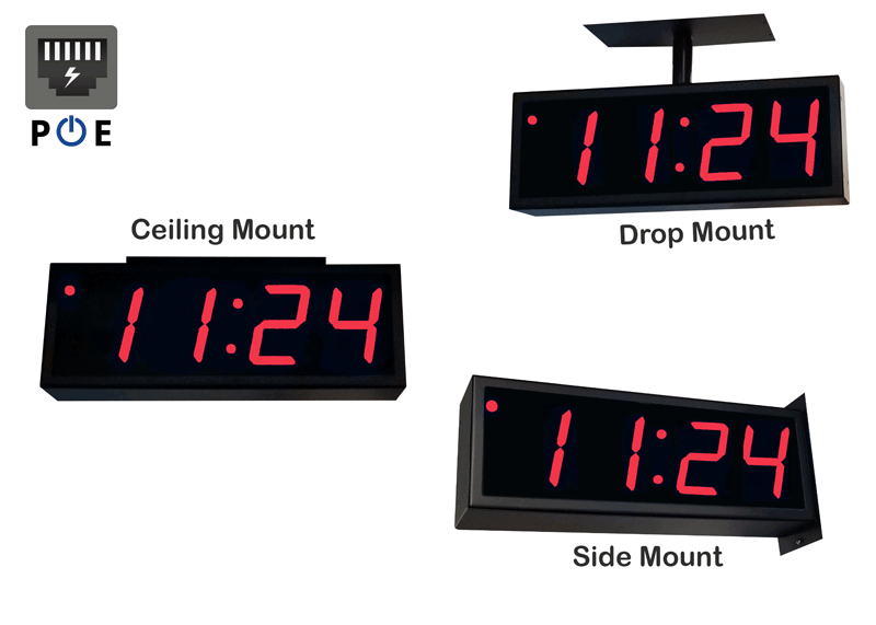 Image for NTP PoE Double-Sided Clock Timer, RGB, 4 Digits, Large Display