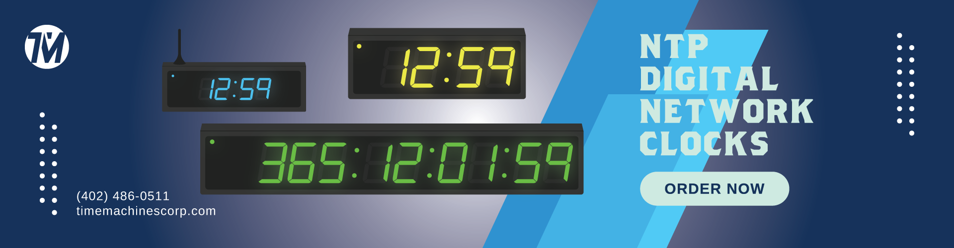 ntp digital network clocks - order now banner